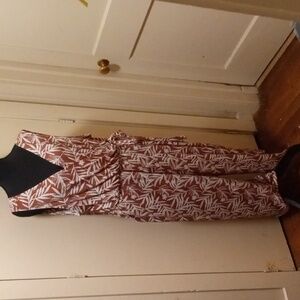 Red and White Leaf Print Sleeveless Jumpsuit